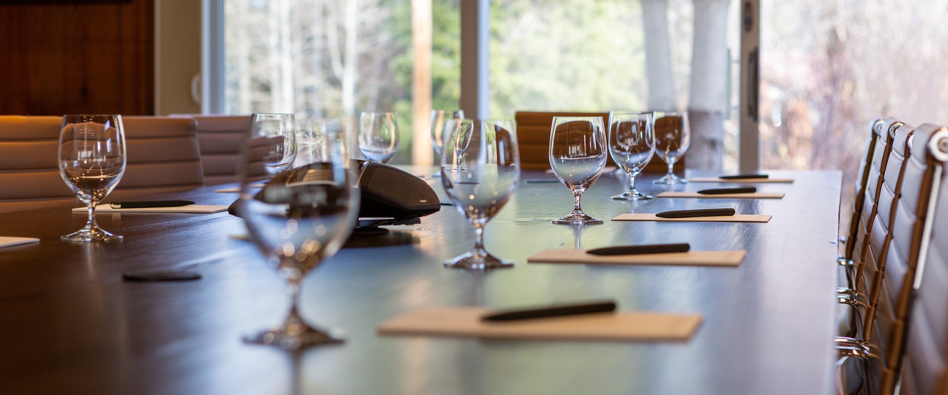 conference table set for meeting