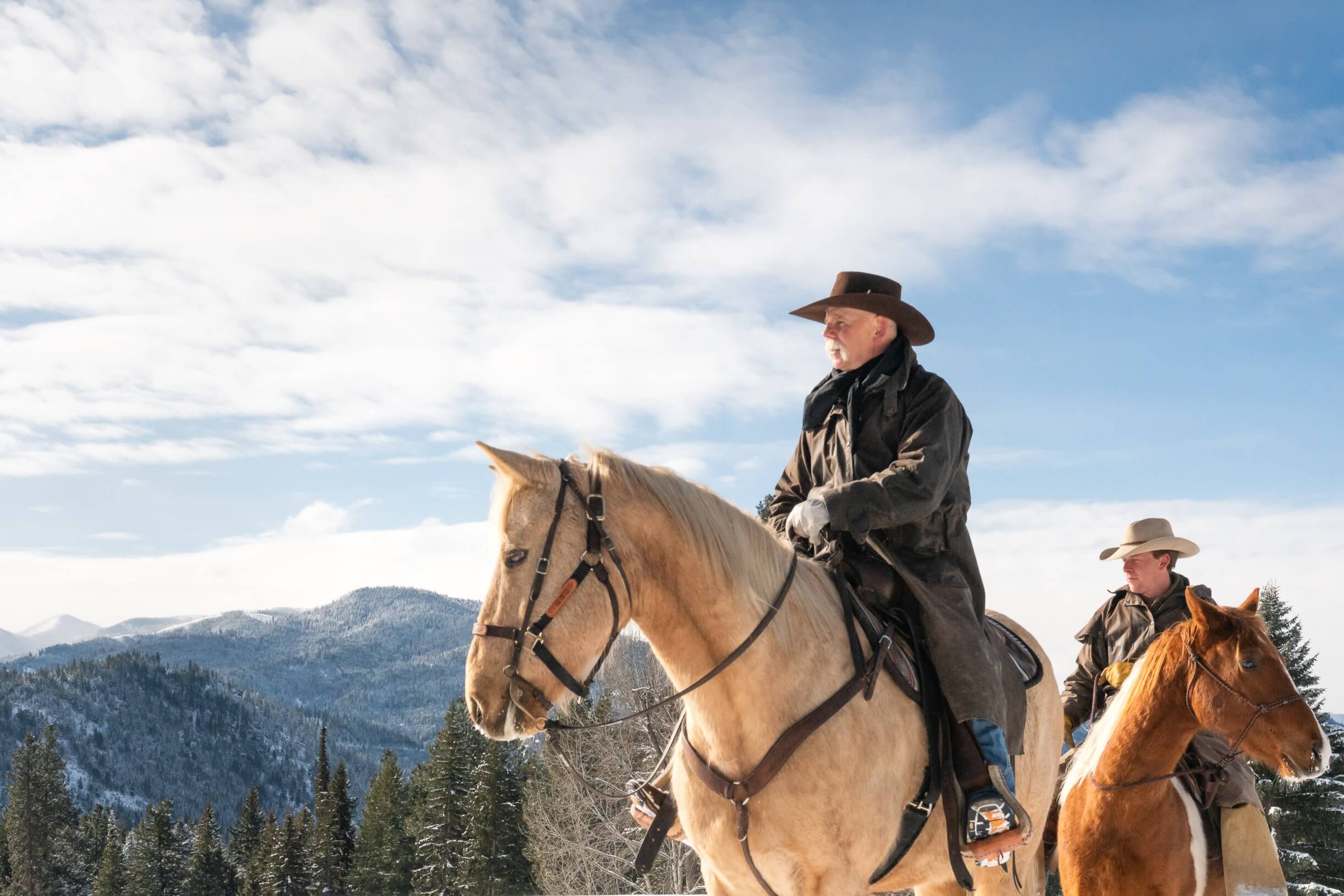 Snowy Horseback Trail Ride in the Bitterroot Mountains at Triple Creek Ranch