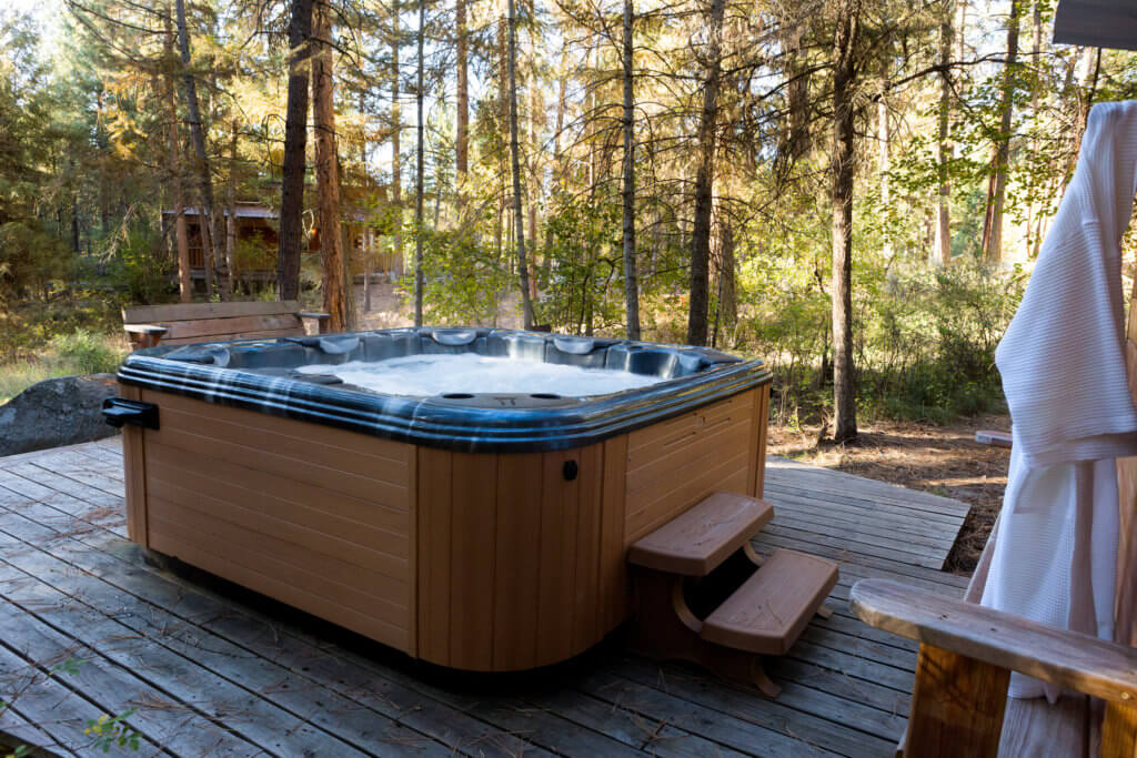 hot tub in forest