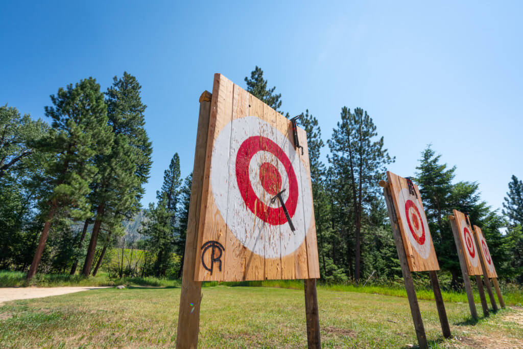 Hatchet Toss at logging camp