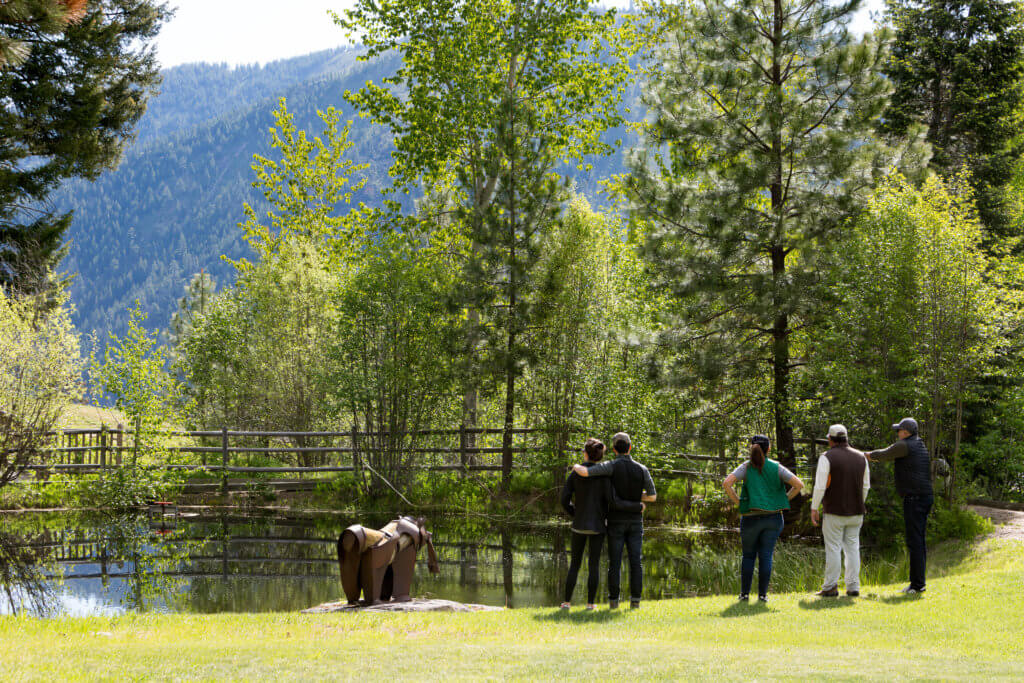 Guests fishing on the fishing pond