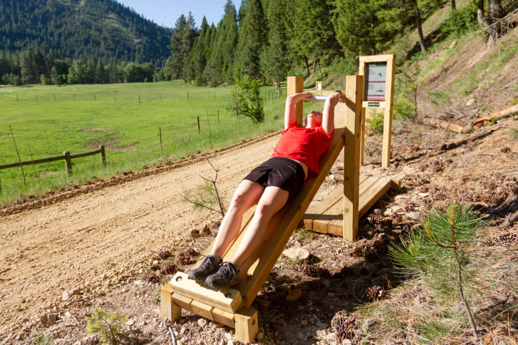 Working out on the fitness trail