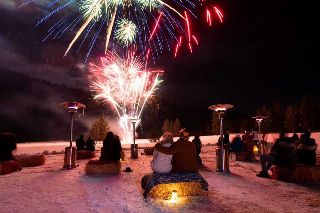 Guests watching the New Years eve firework show