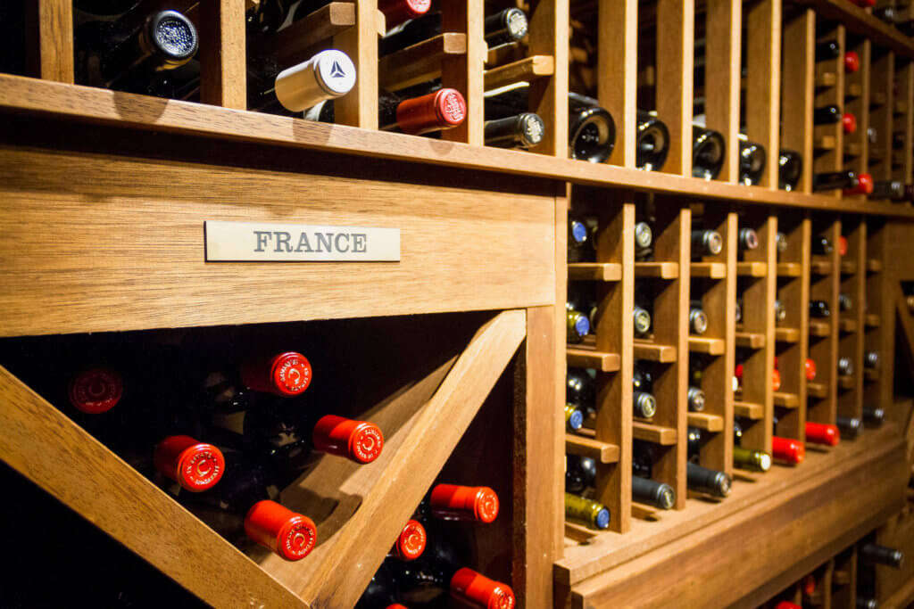 French wine in wine cellar