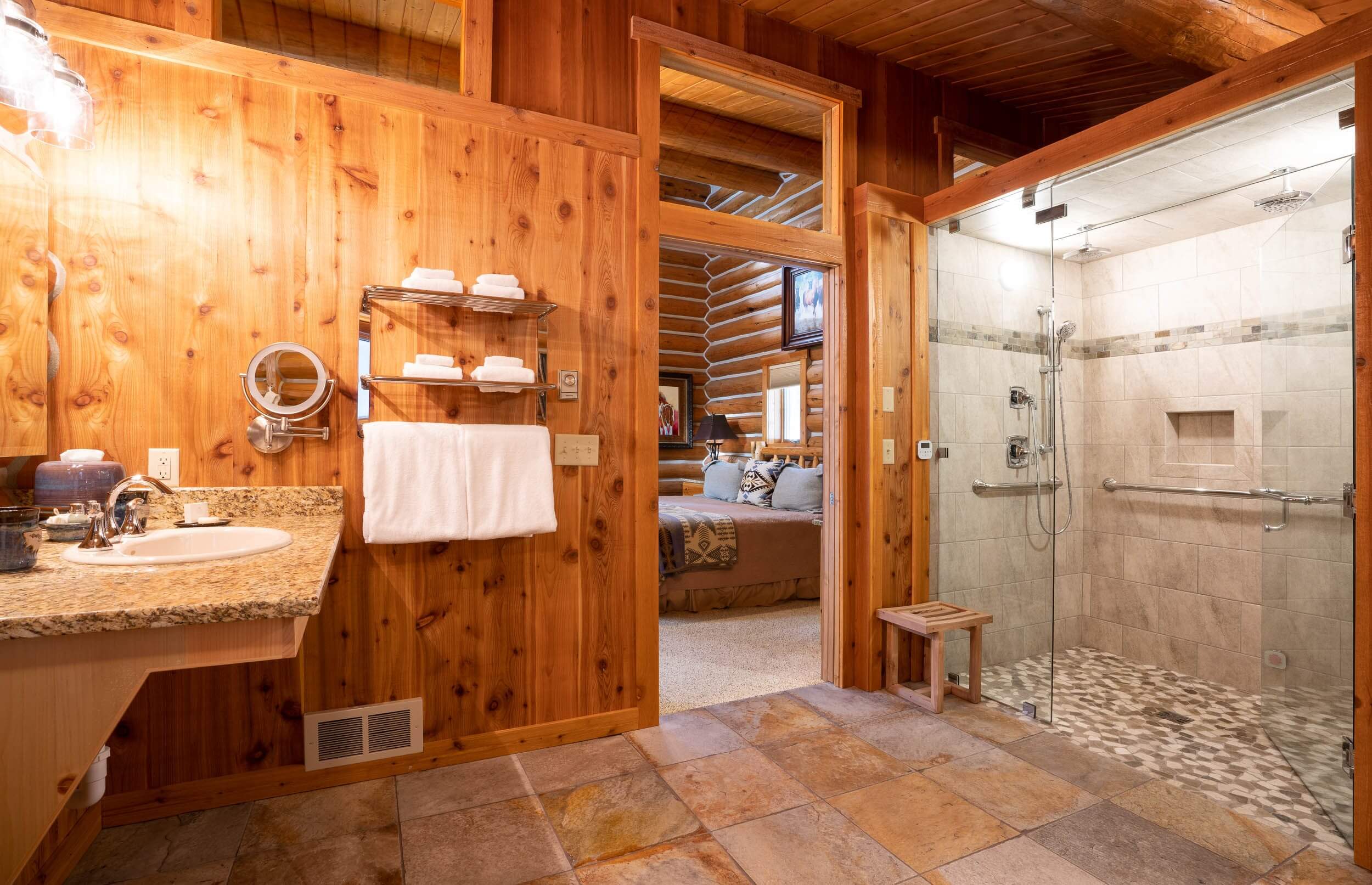 north star guest cabin bathroom and roll in shower
