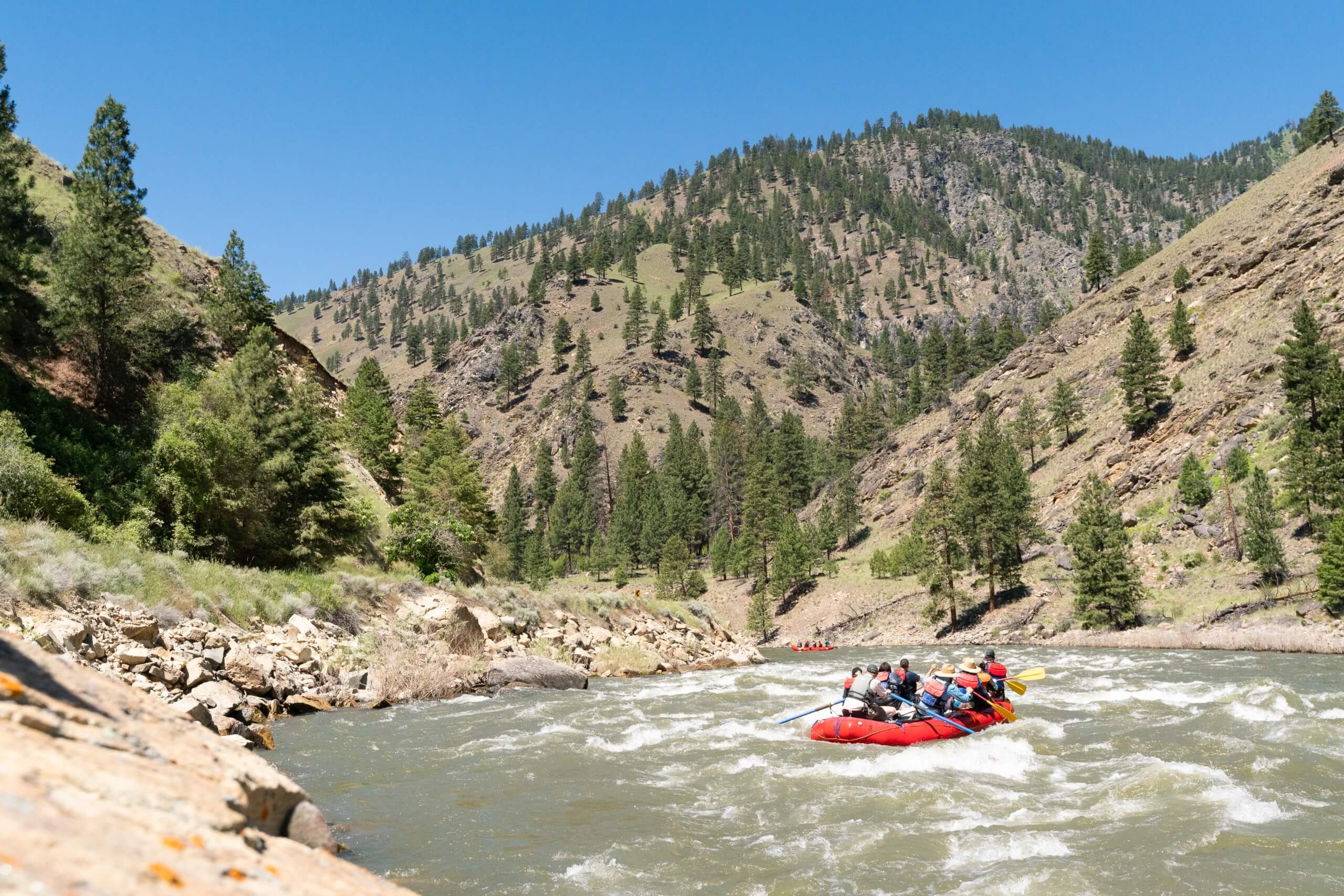 Guests white water rafting on the salmon river.