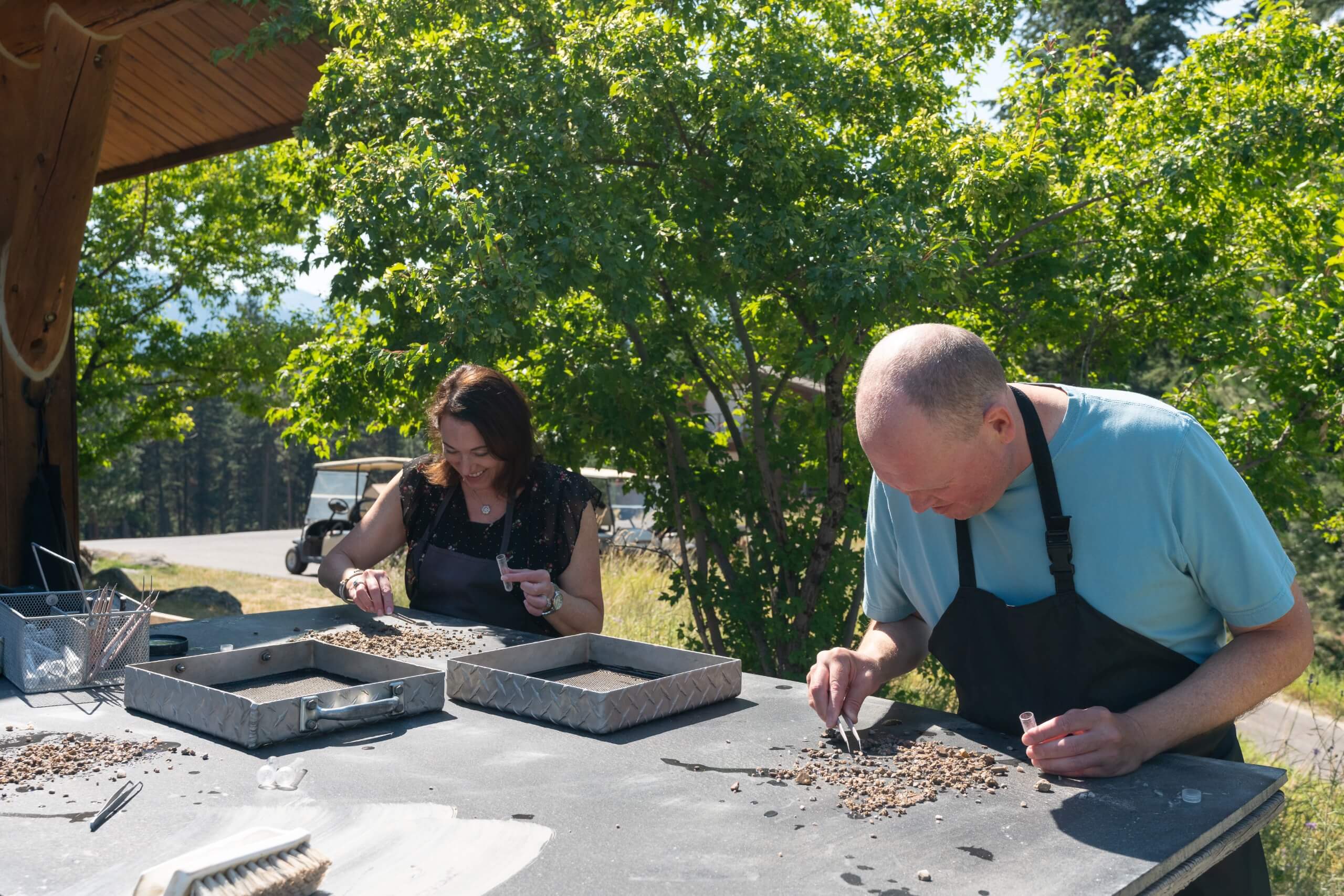 Guests panning for sapphires.