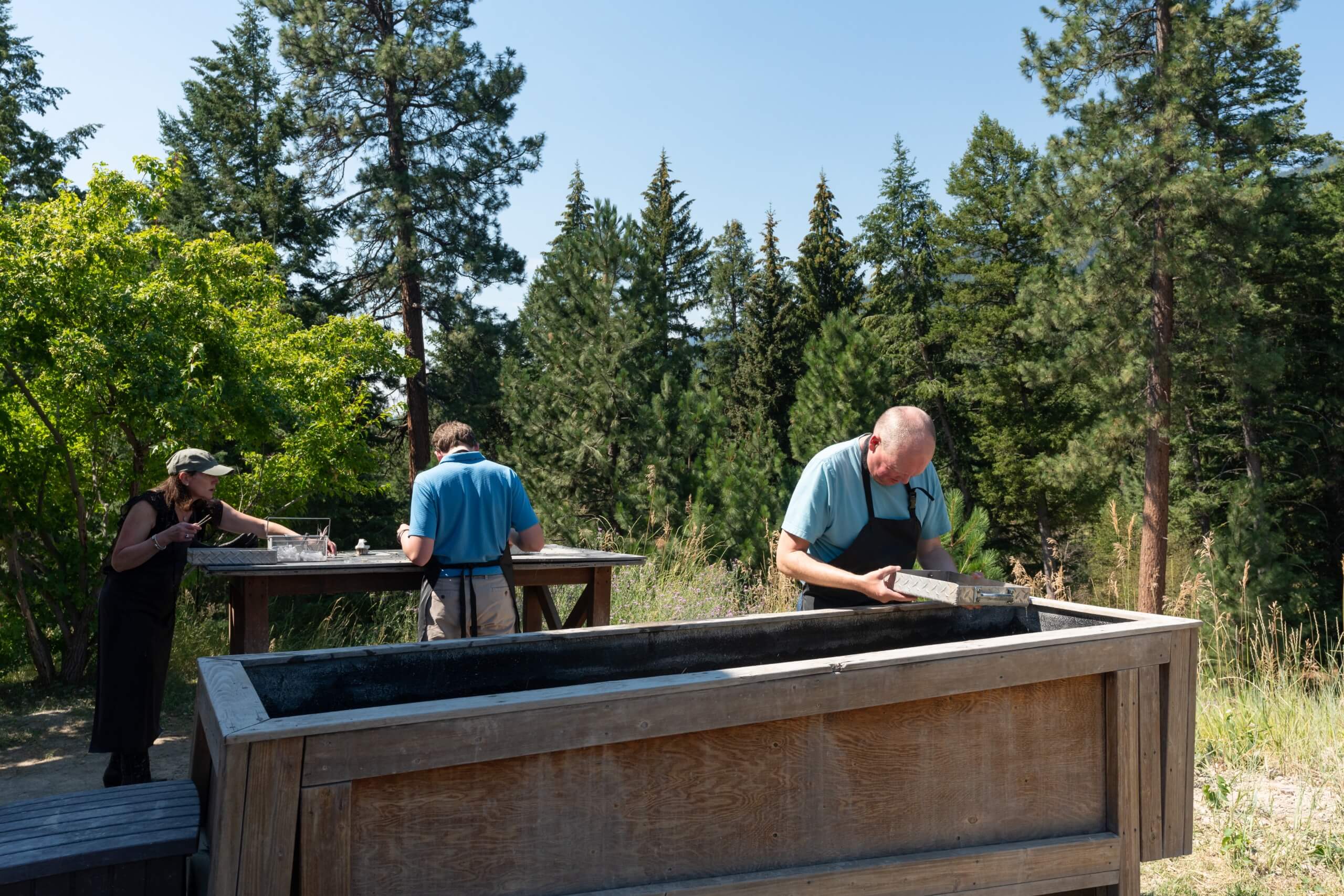 Guests panning for sapphires.